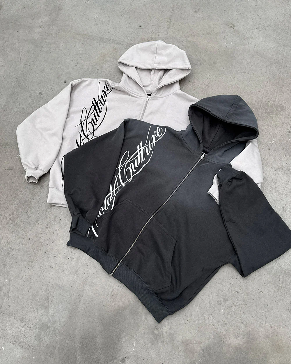 SCRIPT ZIP HOODIE ANTRACITE GREY - Image 7