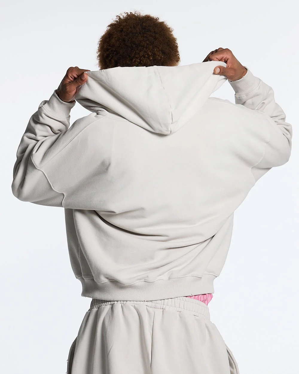 SCRIPT ZIP HOODIE LIGHT GREY - Image 4